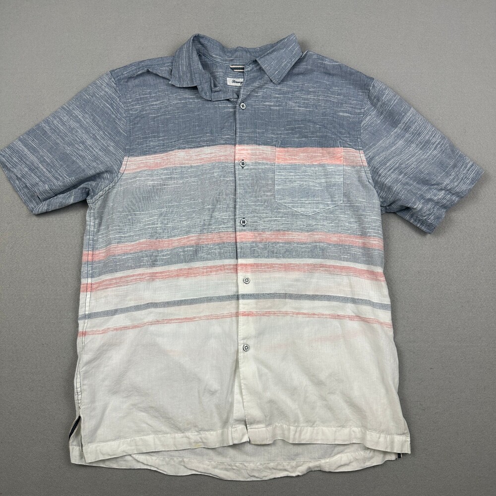 Tommy Bahama Shirt Men Medium Blue White Striped Short Sleeve Button Up M *